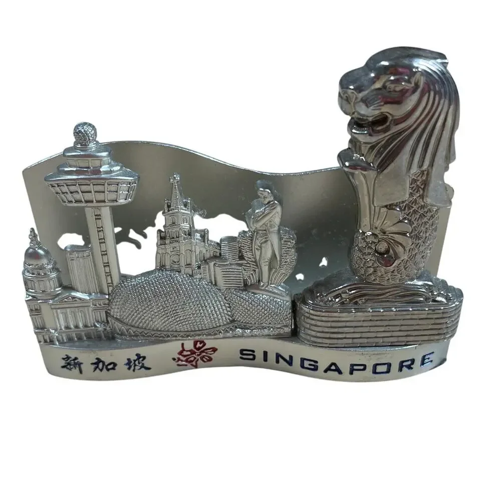 Singapore Business Card / Napkin Holder Silver Excellent Used Condition
